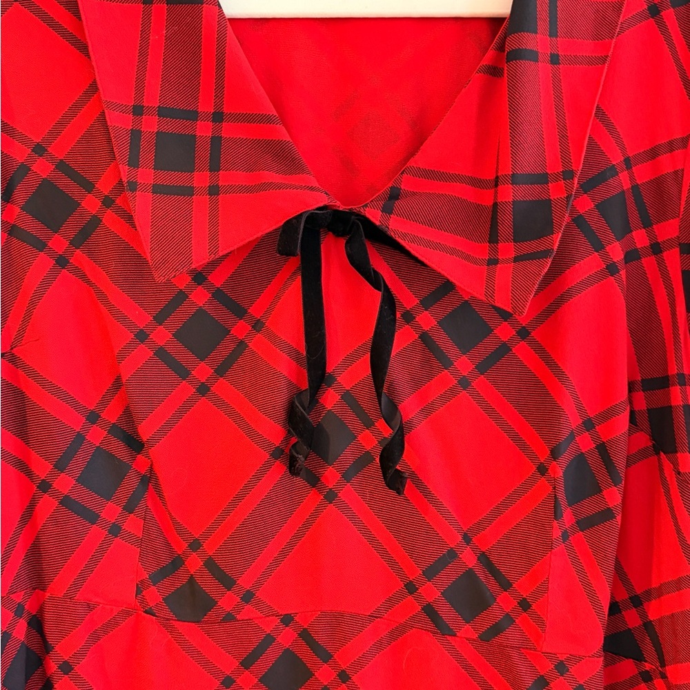 Old Navy Women’s Red Plaid Mini Dress With Bow Size XL - Picture 4 of 5